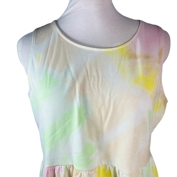 love,fire baby doll dress tiered sleeveless baby tie dye green pink Size XL - Picture 6 of 14